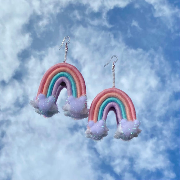 Pastel Rainbow Macrame Earrings