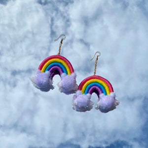 Bright Rainbow Macrame Earrings