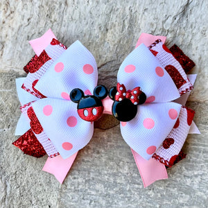 Valentines Mouse Love Hair Bow