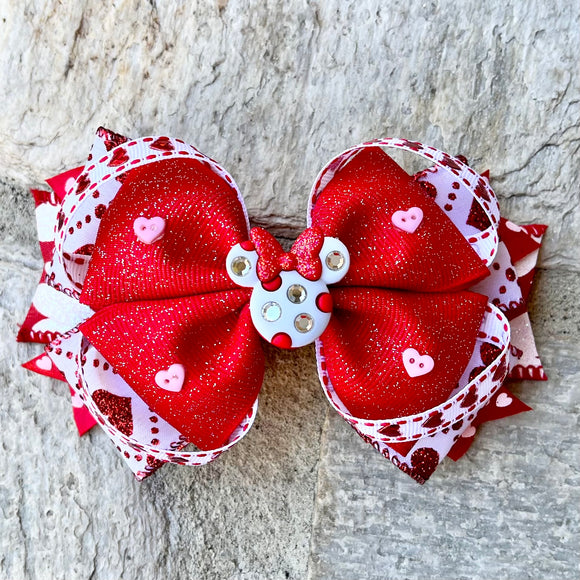 Valentines Mouse Hair Bow